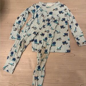 Posh Peanut Kids Pajama Set - Blue and Gray Construction Print